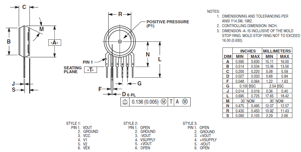 NXP Semiconductors Freescale Semiconductor MPX5700系列压阻式换能器